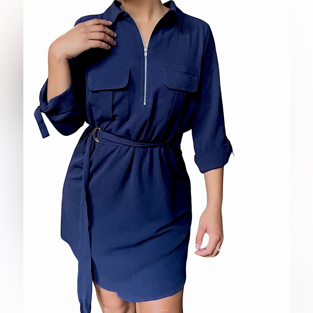 NWT! Urban Girl Blue Dress w/Zipper and Belt
